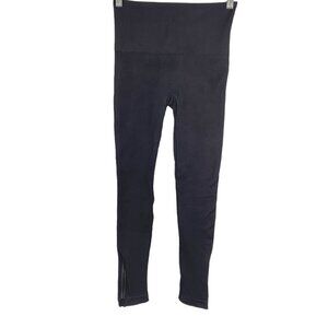 Spanx Leggings Seamless Black Solid Leg Zip Women's Small‎ PT-1168